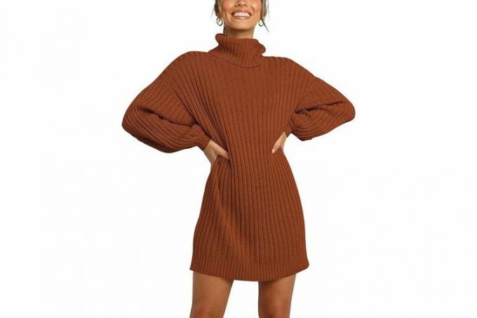 Amazon anrabess suéteres grandes vestido para mulheres gola alta manga morcego 2023 outono inverno vestido curto casual